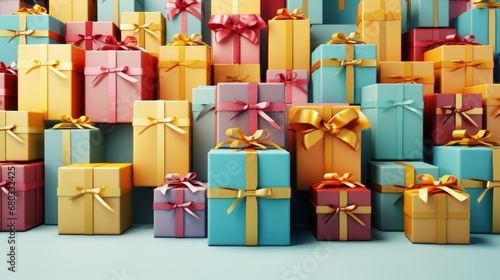 Colorful Christmas gift boxes with simple ribbon bows AI generated illustration © ArtStage