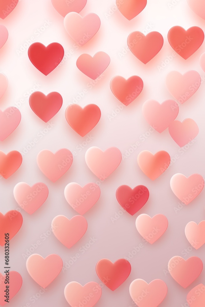 Craft a minimalistic heart pattern repeated across a soft gradient pink backdrop AI generated illustration