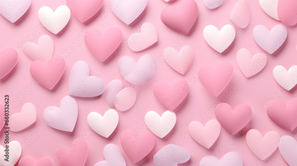 Craft a minimalistic heart pattern repeated across a soft gradient pink backdrop AI generated illustration