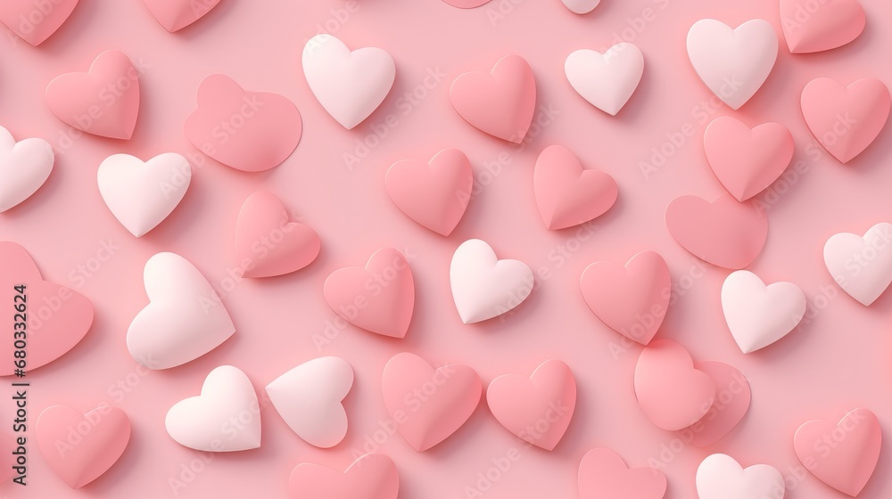 Craft a minimalistic heart pattern repeated across a soft gradient pink backdrop AI generated illustration