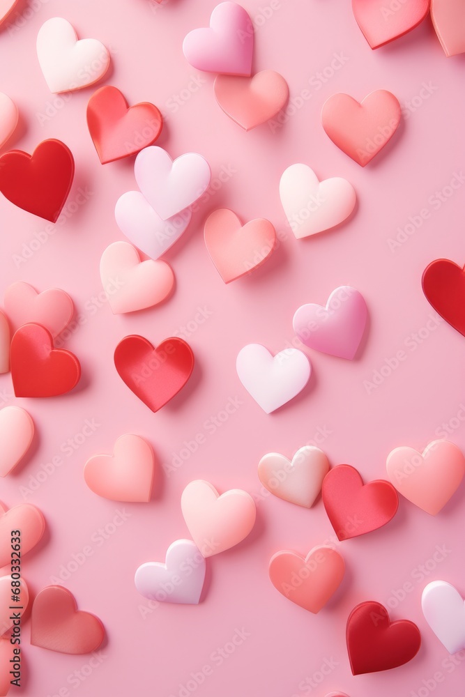 Craft a minimalistic heart pattern repeated across a soft gradient pink backdrop AI generated illustration