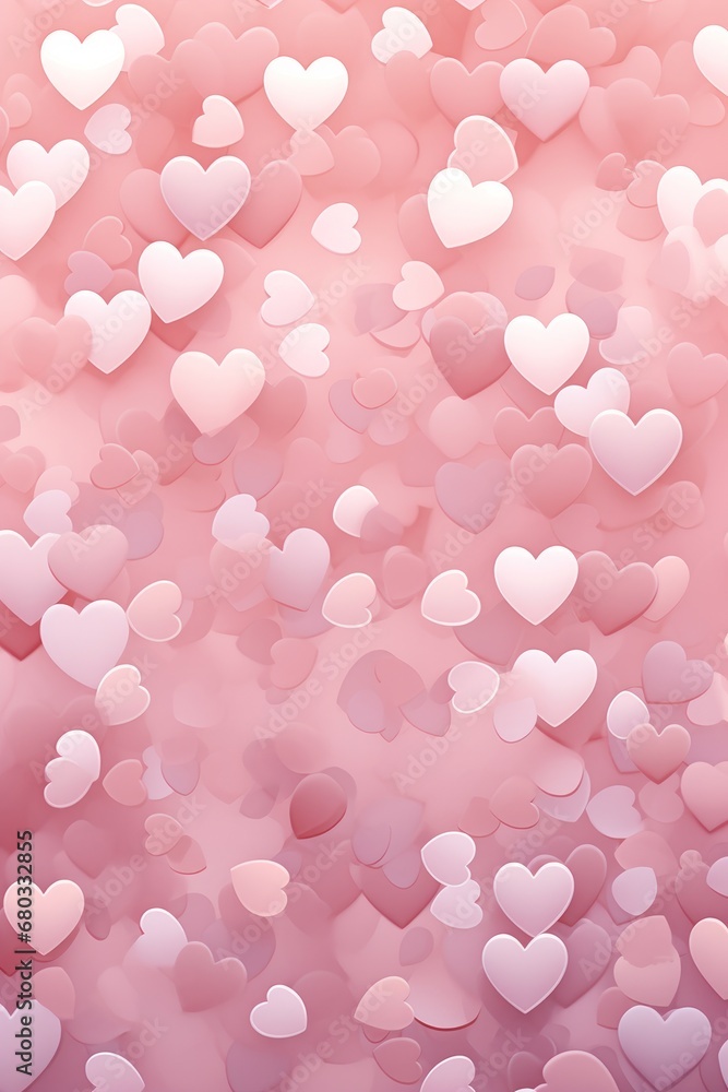 Depiction of a soft pink background dotted with tiny heart-shaped symbols AI generated illustration