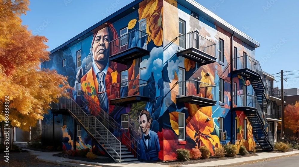 Naklejka premium A vibrant mural depicting Black history milestones 