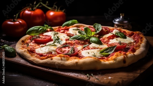 Freshly italian pizza with mozzarella cheese slice AI generated illustration