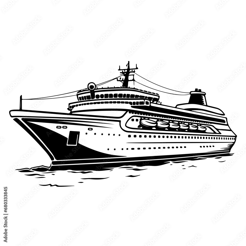 Luxury Cruise Ship Vector Illustration