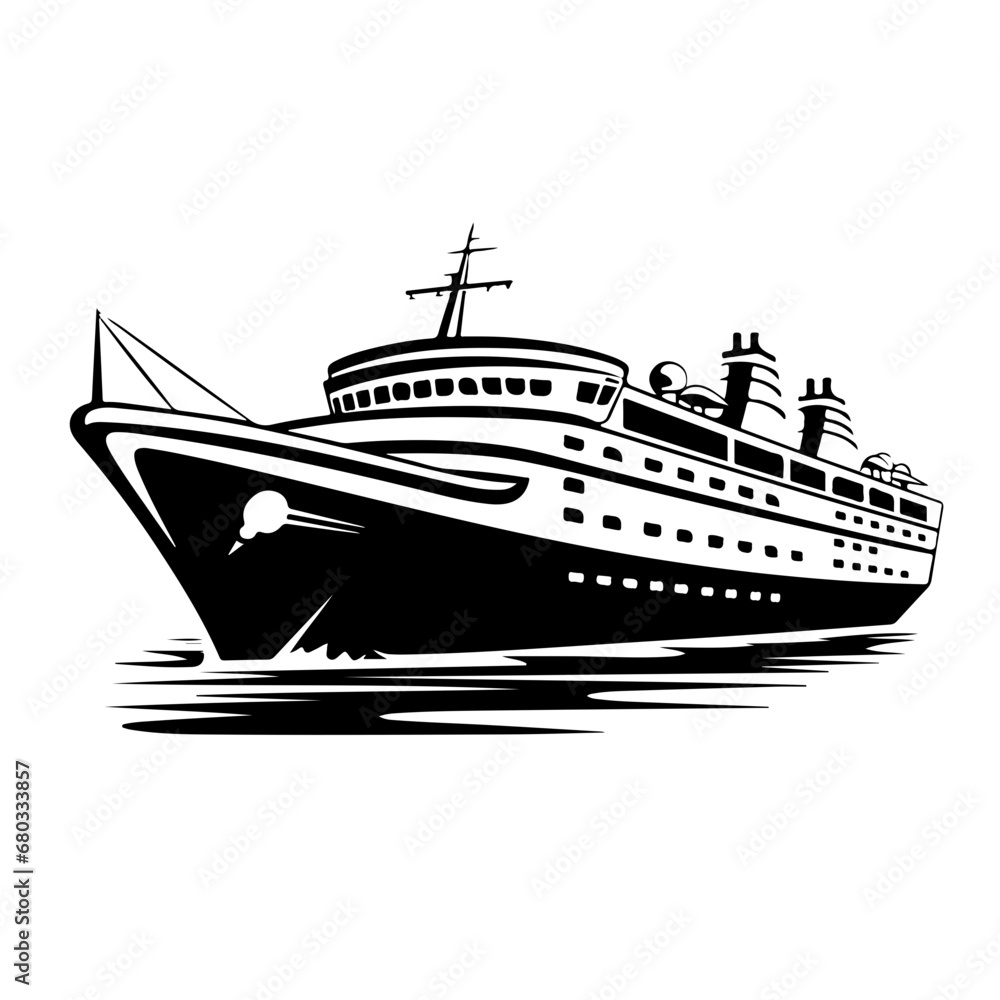 Luxury Cruise Ship Vector Illustration