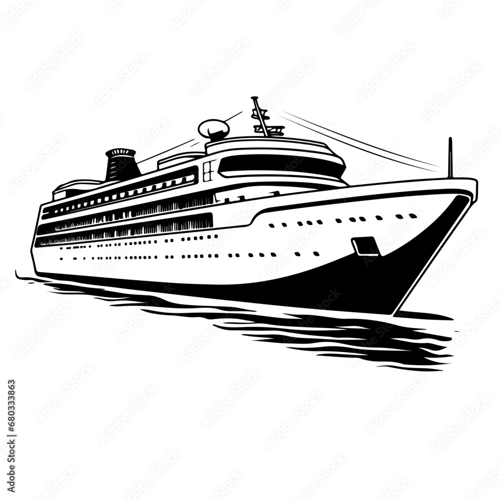 Luxury Cruise Ship Vector Illustration