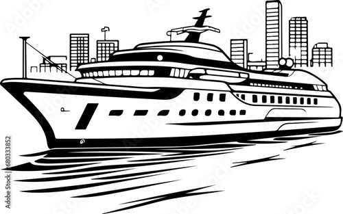 Luxury Cruise Ship Vector Illustration