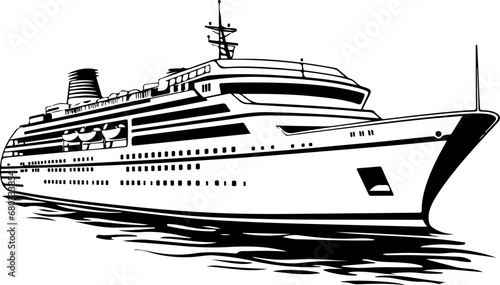 Luxury Cruise Ship Vector Illustration