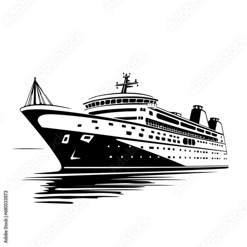 Luxury Cruise Ship Vector Illustration