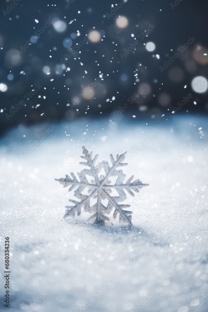 Macro image of glittering snow on a minimalist Christmas scene AI generated illustration Macro image of glittering snow on a minimalist Christmas scene AI generated illustration