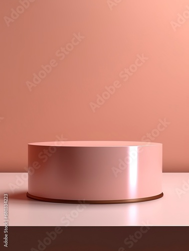 Futuristic pedestal for display. Blank podium for product. 3d rendering, copy space, generative ai © Nia™