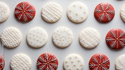 Minimalist Christmas cookies decorated with simple icing patterns captured in macro shot AI generated illustration