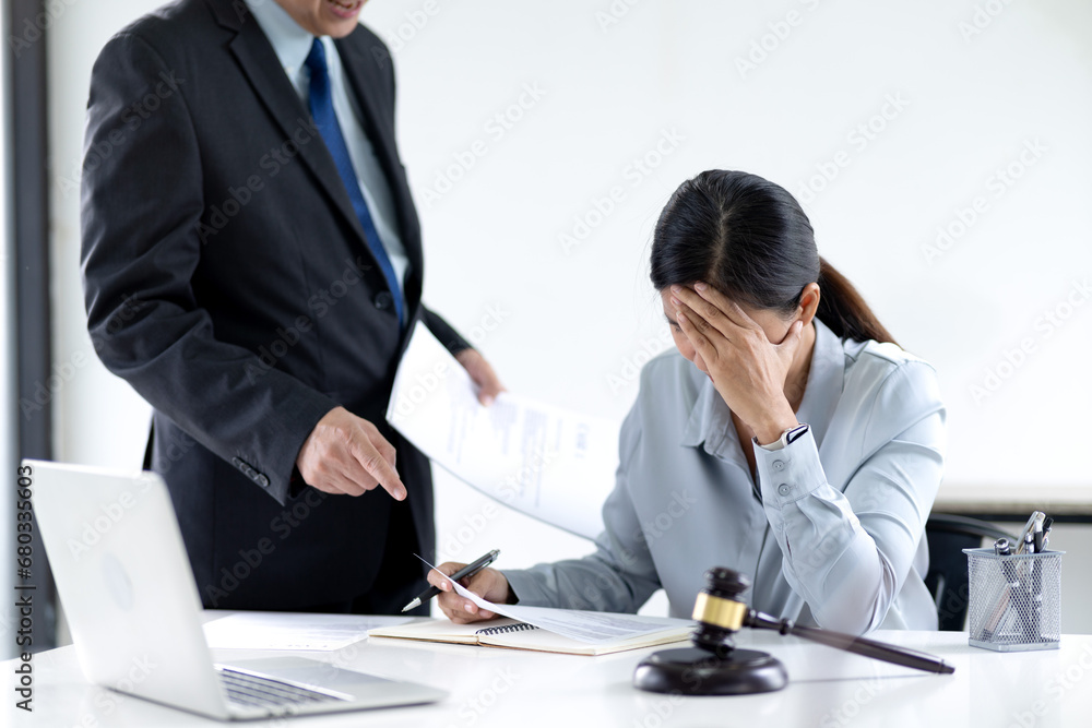 Assistant lawyer Covering his face with his hands, he is disappointed Assistant lawyer Covering his face with his hands, he is disappointed