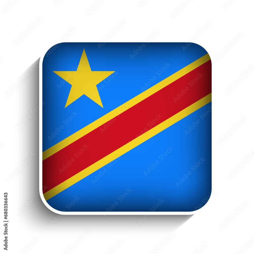 Vector Square Democratic Republic of the Congo Flag Icon Vector Square Democratic Republic of the Congo Flag Icon