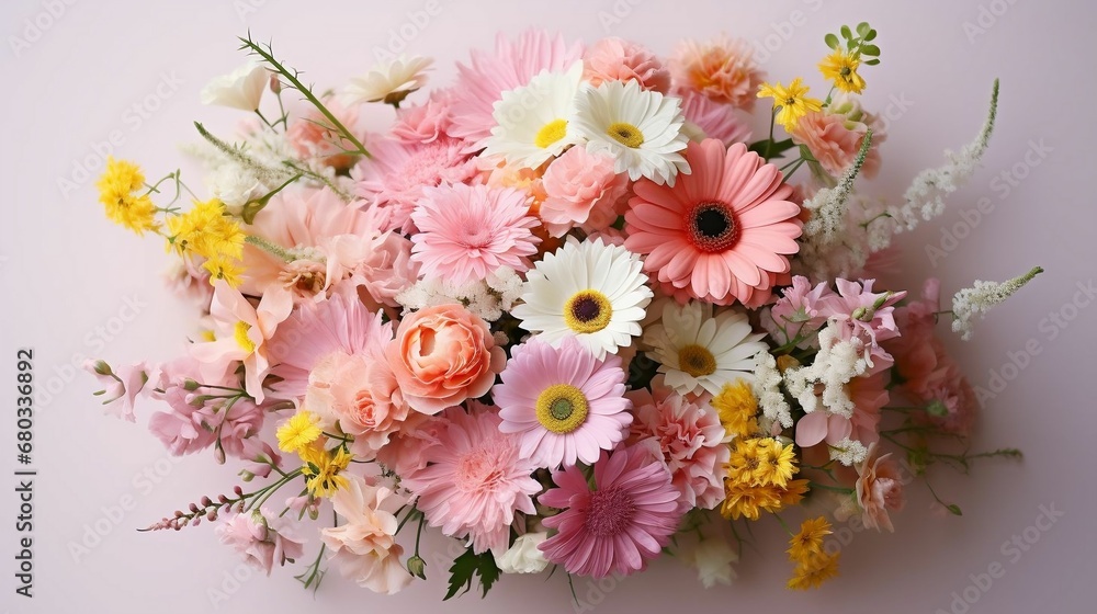 A delicate bouquet of pastel-hued wildflowers
A delicate bouquet of pastel-hued wildflowers