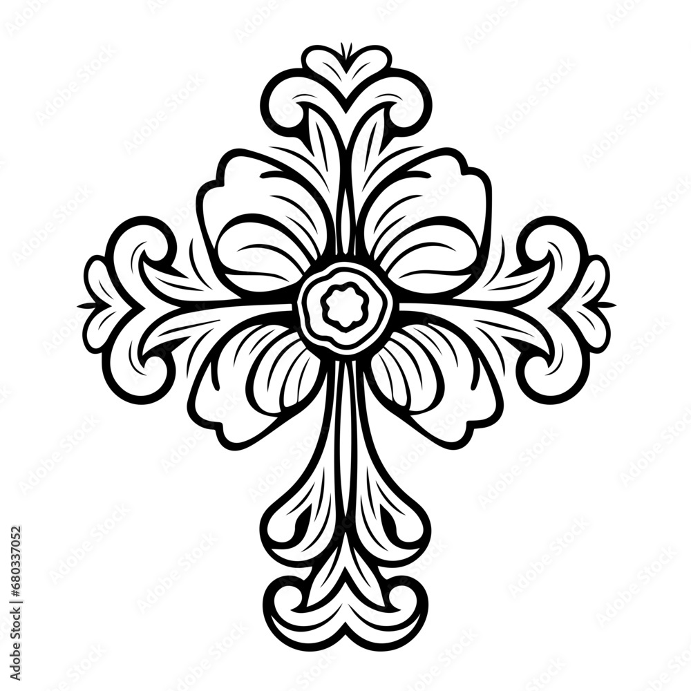 Floral Cross Symbol Vector Illustration Floral Cross Symbol Vector Illustration