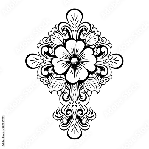 Floral Cross Symbol Vector Illustration