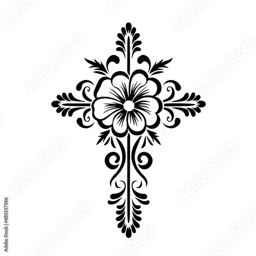 Floral Cross Symbol Vector Illustration