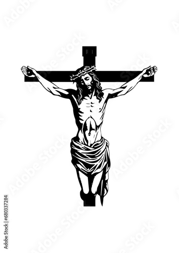 Crucifixion of Jesus Christ Vector Illustration