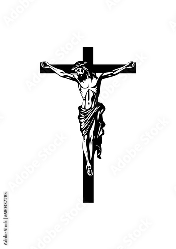 Crucifixion of Jesus Christ Vector Illustration