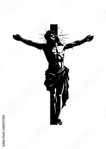 Crucifixion of Jesus Christ Vector Illustration