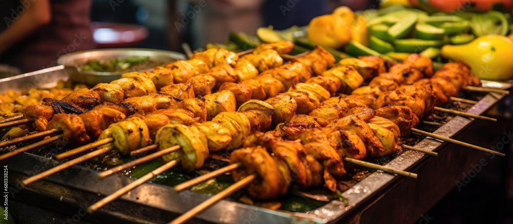 In the bustling streets of India, one cant help but be immersed in the intoxicating aromas of street food, particularly the succulent fish kebabs, a popular choice among locals and visitors alike