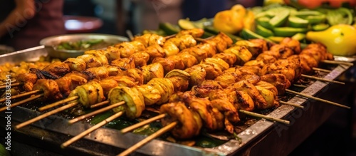 In the bustling streets of India  one cant help but be immersed in the intoxicating aromas of street food  particularly the succulent fish kebabs  a popular choice among locals and visitors alike