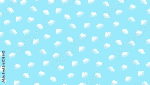 手描きの青空と雲のパターン背景（8秒ループ）