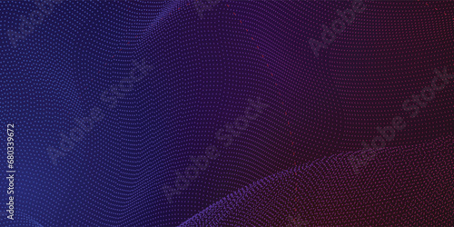 dots wave dynamit Dark abstract background with glowing wave. Shiny moving lines design element. Modern purple blue gradient flowing wave lines. Futuristic technology concept. Vector dots wave 