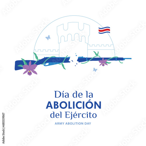 VECTORS. Editable banner for the Army Abolition Day in Costa Rica, December 1