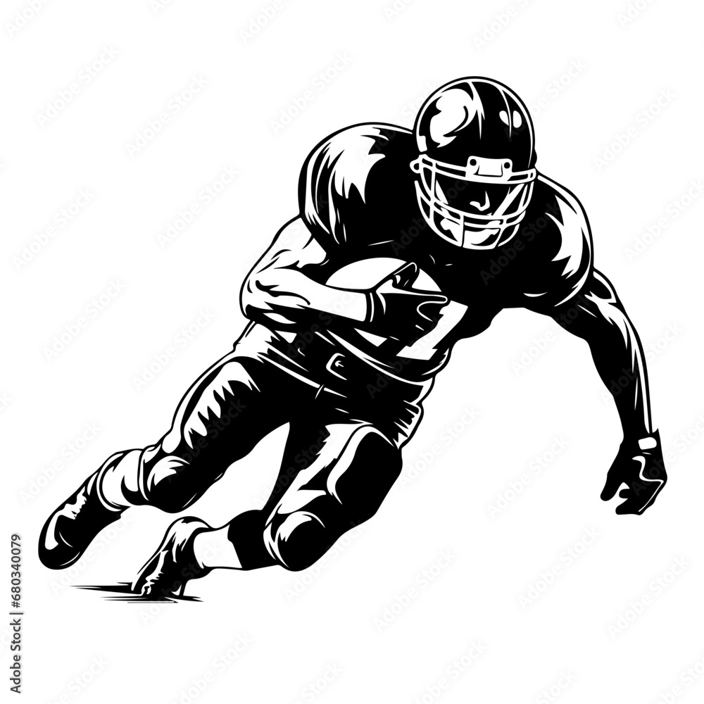 Powerful American Football Player Vector Illustration