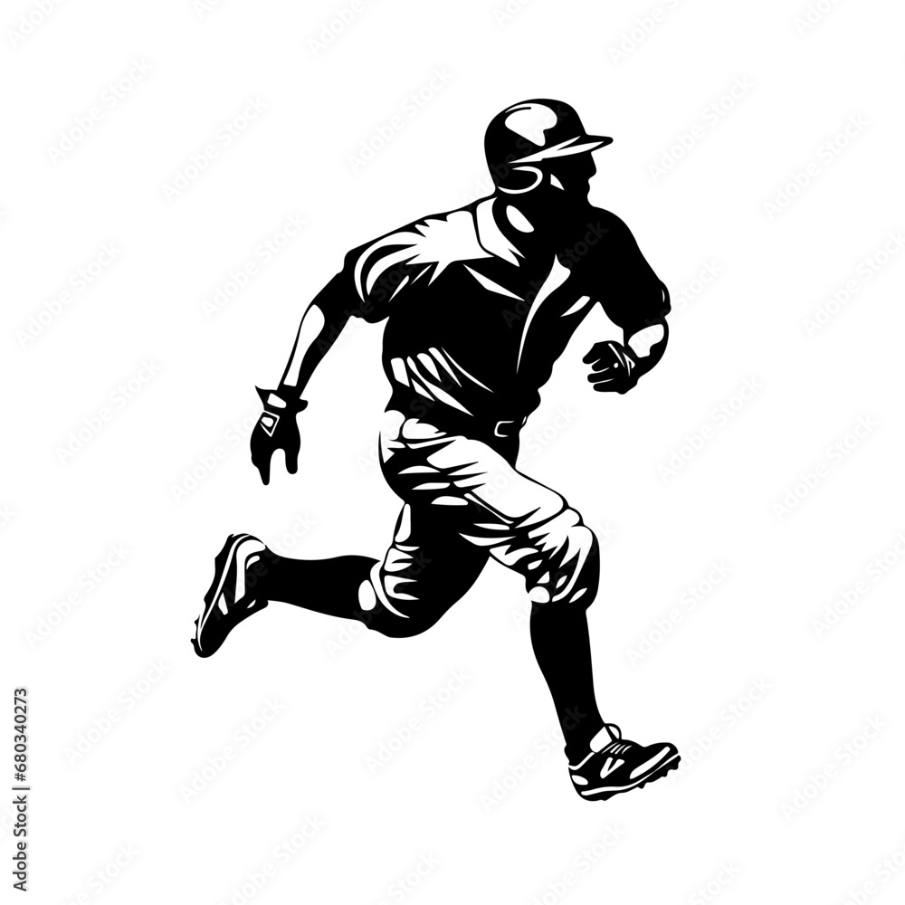 Energetic Baseball Player Vector Illustration