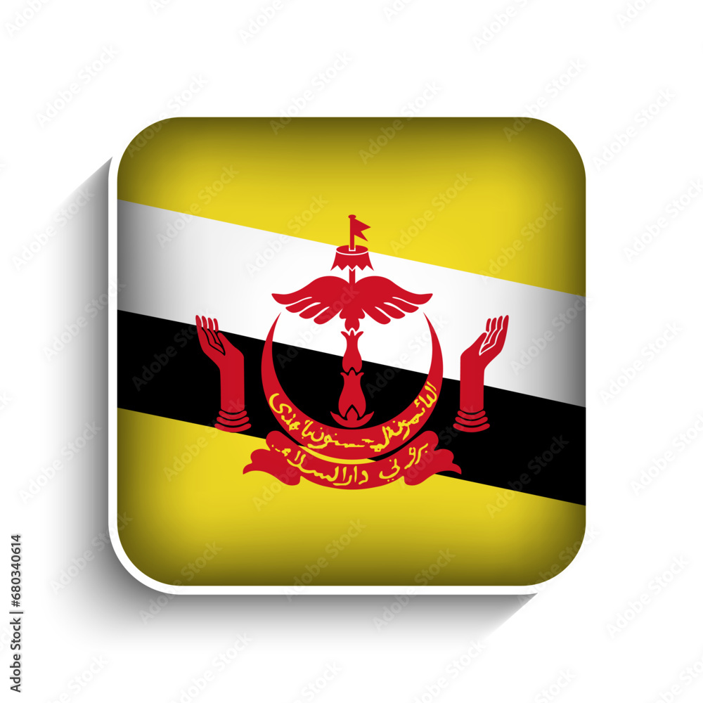 Obraz premium Vector Square Brunei Flag Icon