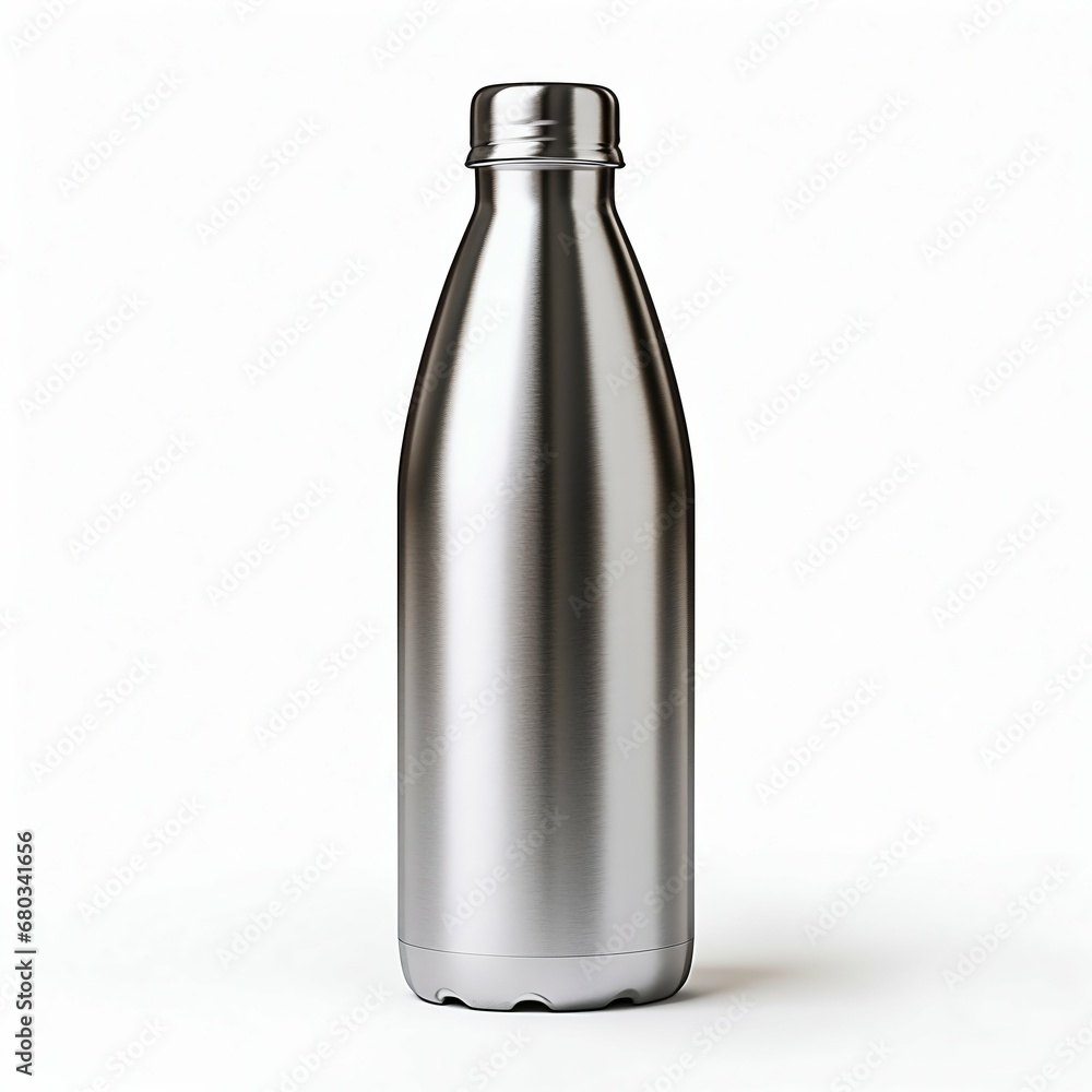 Sustainable Elegance: Metal Bottle Isolated on White Background. Generative ai Sustainable Elegance: Metal Bottle Isolated on White Background. Generative ai