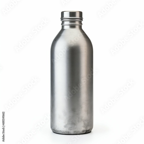 Sustainable Elegance: Metal Bottle Isolated on White Background. Generative ai