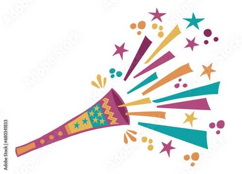  Vuvuzela bugle design for dances, carnival parties and festivals. Vector illustration isolated on transparent background