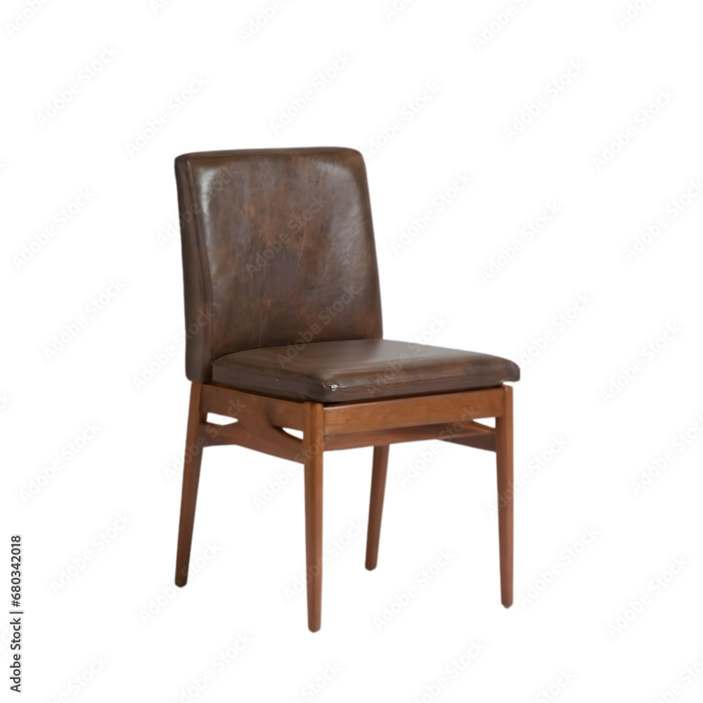 Brown Dining Chair Illustration Art With a Transparent Background Generative AI.