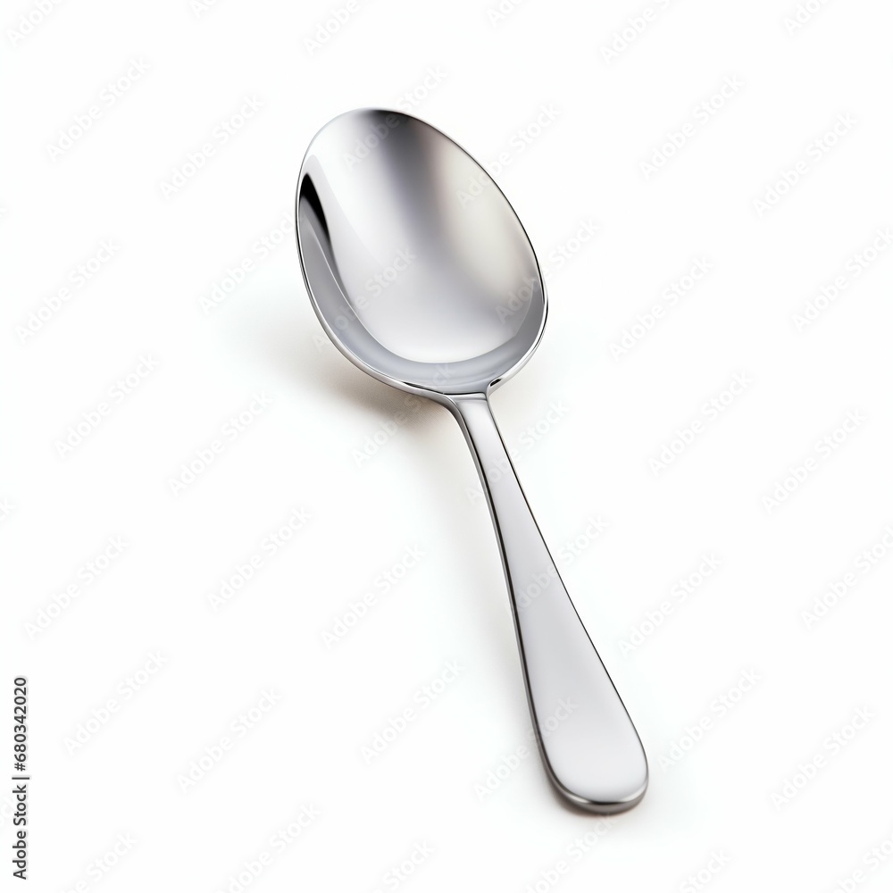 Sleek Simplicity: Metal Silver Spoon Isolated on White Background. Generative ai Sleek Simplicity: Metal Silver Spoon Isolated on White Background. Generative ai