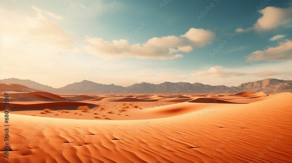 A desert landscape with sandy beige and coral

