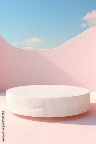 Render of a White Stone Pedestal for Pproducts AI generated illustration