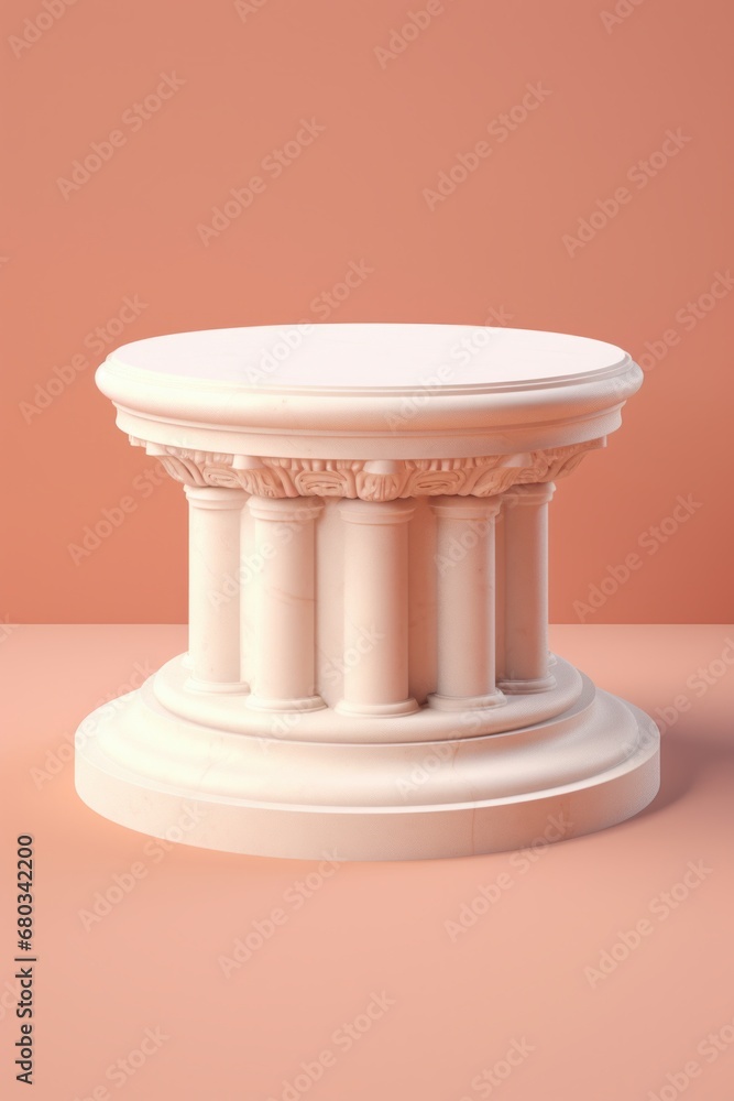 Render of a White Stone Pedestal for Pproducts AI generated illustration Render of a White Stone Pedestal for Pproducts AI generated illustration