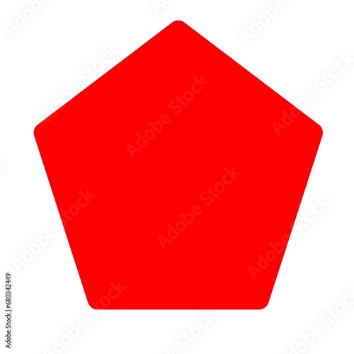 Red pentagon shape icon  photo