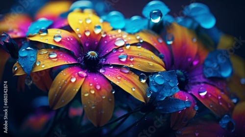 Beautiful flowers with water drops AI generated illustration © ArtStage