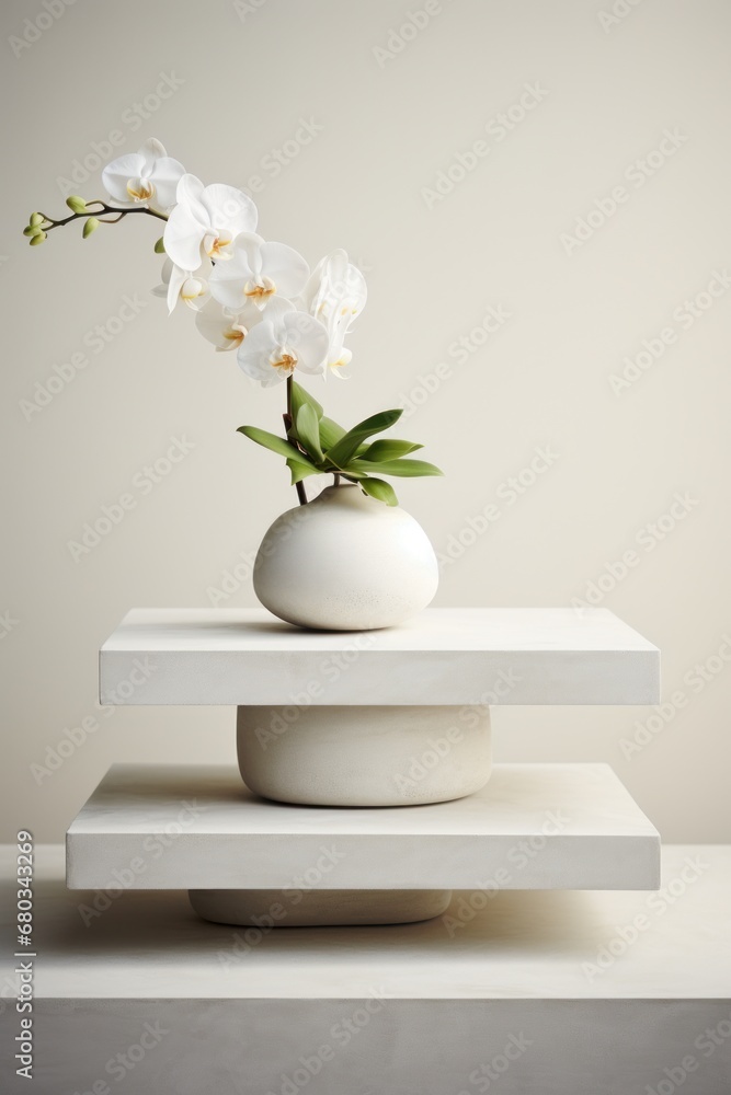 Clean aesthetics white stone pedestal a chic studio AI generated illustration Clean aesthetics white stone pedestal a chic studio AI generated illustration