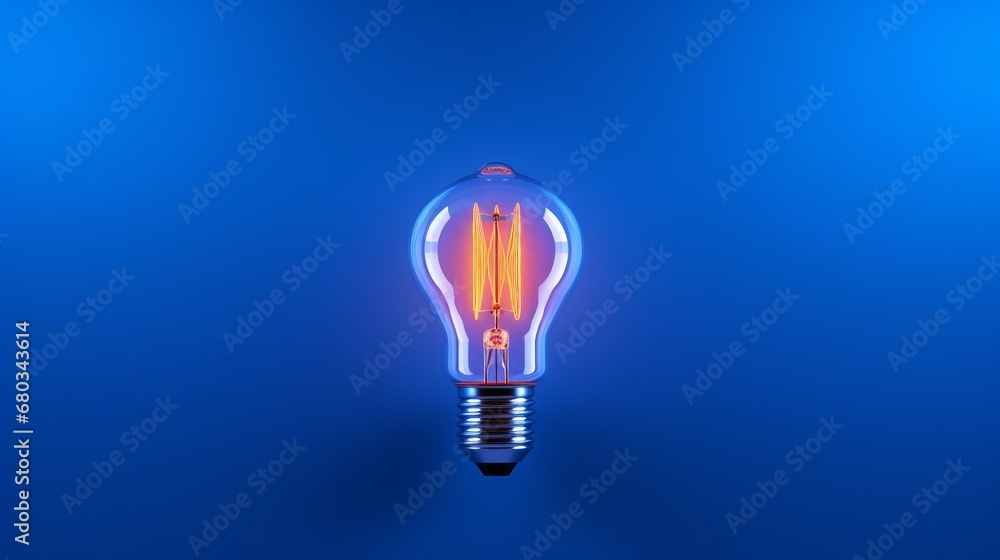 Creative light bulb abstract on glowing blue background AI generated illustration Creative light bulb abstract on glowing blue background AI generated illustration