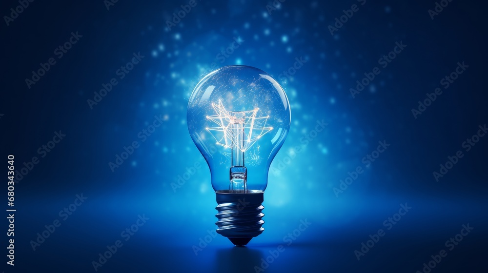 Creative light bulb abstract on glowing blue background AI generated illustration Creative light bulb abstract on glowing blue background AI generated illustration