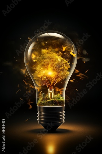 Light bulb ideas concept AI generated illustration