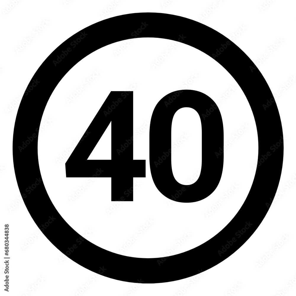 Numbered 40 rounded with circle Numbered 40 rounded with circle