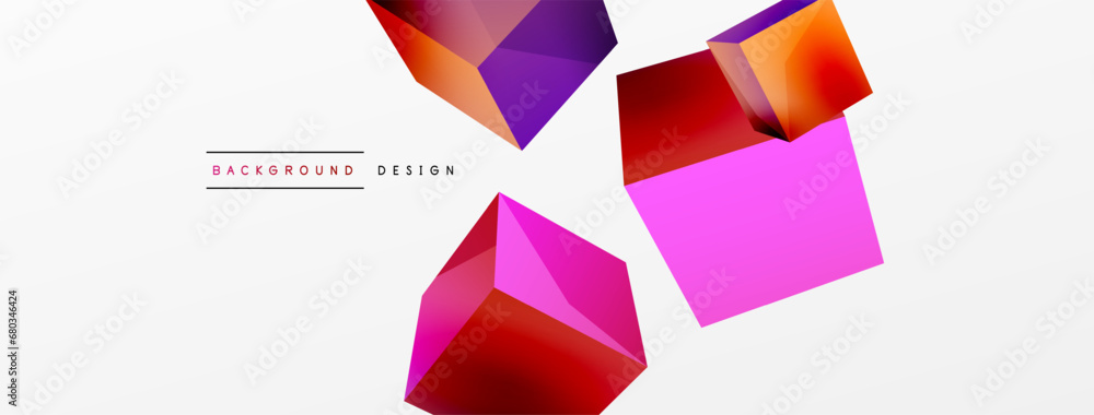 3d cubes vector abstract background. Composition of 3d square shaped basic geometric elements. Trendy techno business template for wallpaper, banner, background or landing 3d cubes vector abstract background. Composition of 3d square shaped basic geometric elements. Trendy techno business template for wallpaper, banner, background or landing